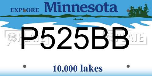 P525BB Minnesota License Plate