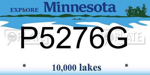 P5276G Minnesota License Plate