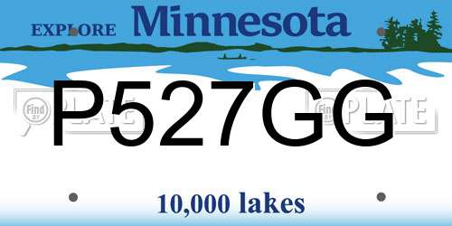 P527GG Minnesota License Plate