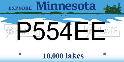 P554EE Minnesota License Plate