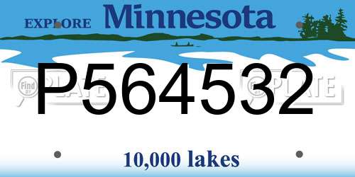 P564532 Minnesota License Plate