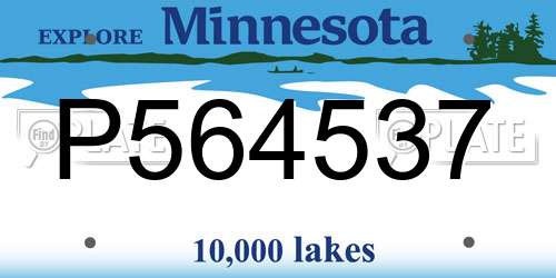 P564537 Minnesota License Plate