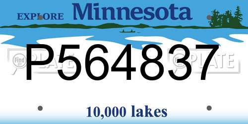 P564837 Minnesota License Plate
