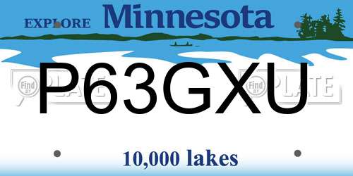 P63GXU Minnesota License Plate