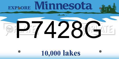P7428G Minnesota License Plate