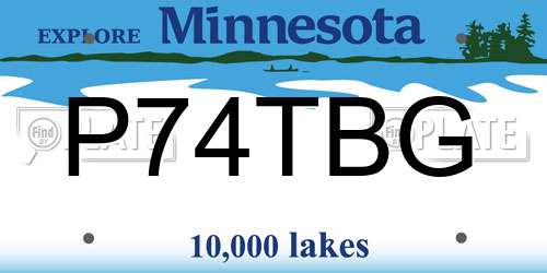 P74TBG Minnesota License Plate