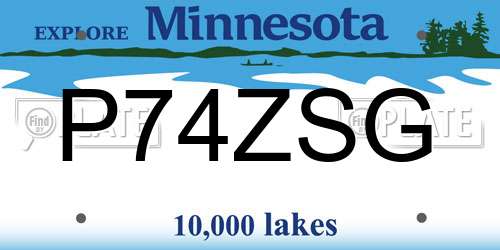 P74ZSG Minnesota License Plate