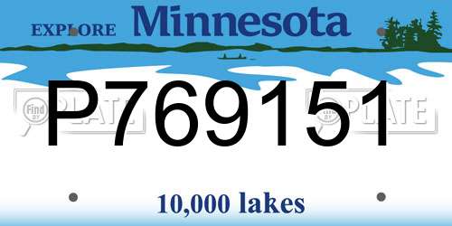 P769151 Minnesota License Plate