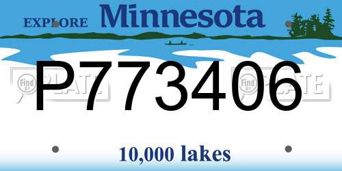 P773406 Minnesota License Plate