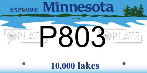 P803 Minnesota License Plate