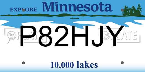 P82HJY Minnesota License Plate