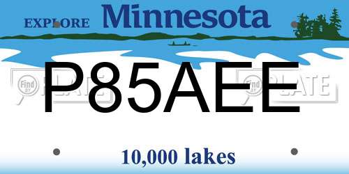 P85AEE Minnesota License Plate