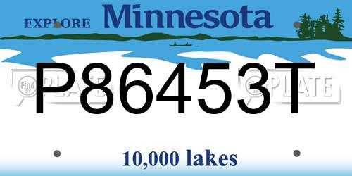 P86453T Minnesota License Plate