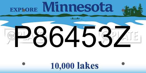 P86453Z Minnesota License Plate