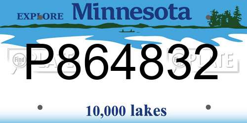 P864832 Minnesota License Plate