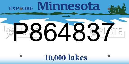 P864837 Minnesota License Plate