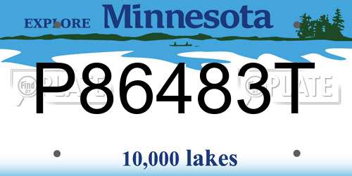 P86483T Minnesota License Plate