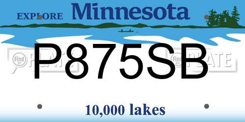 P875SB Minnesota License Plate