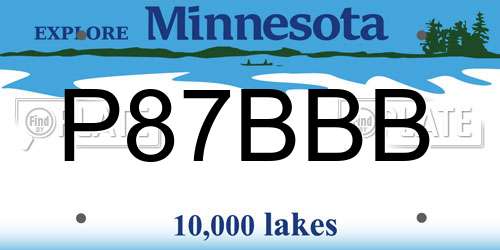P87BBB Minnesota License Plate