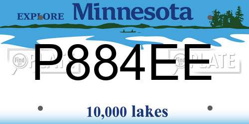 P884EE Minnesota License Plate