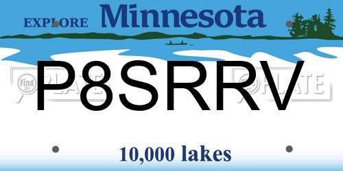 P8SRRV Minnesota License Plate