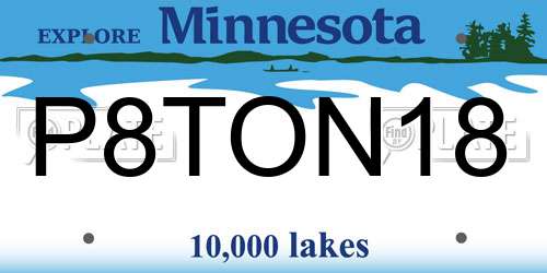 P8TON18 Minnesota License Plate