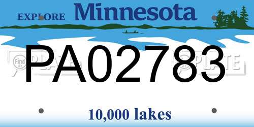 PA02783 Minnesota License Plate