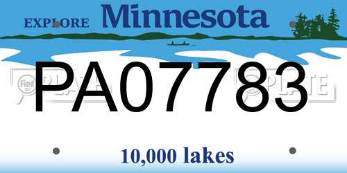 PA07783 Minnesota License Plate
