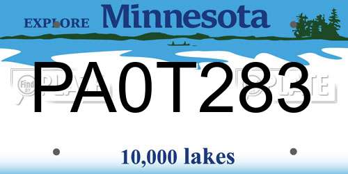 PA0T283 Minnesota License Plate