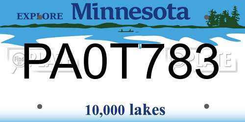 PA0T783 Minnesota License Plate
