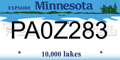 PA0Z283 Minnesota License Plate
