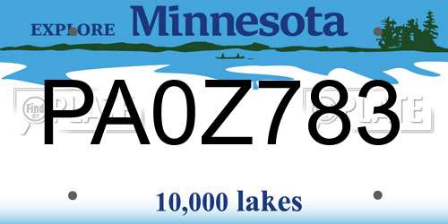 PA0Z783 Minnesota License Plate
