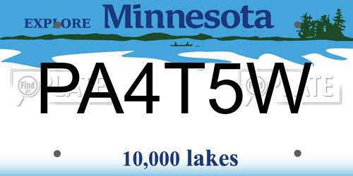 PA4T5W Minnesota License Plate