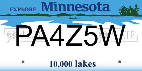 PA4Z5W Minnesota License Plate