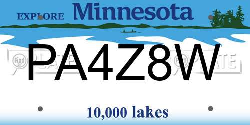 PA4Z8W Minnesota License Plate