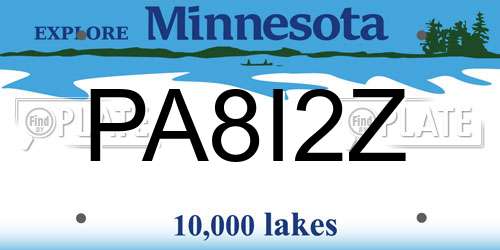 PA8I2Z Minnesota License Plate