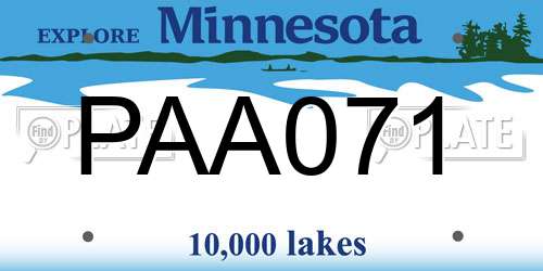 PAA071 Minnesota License Plate