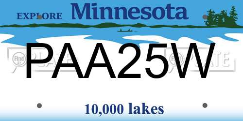 PAA25W Minnesota License Plate