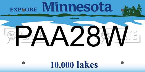 PAA28W Minnesota License Plate