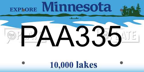 PAA335 Minnesota License Plate