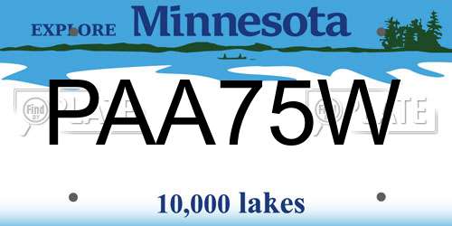 PAA75W Minnesota License Plate