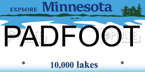 PADFOOT Minnesota License Plate