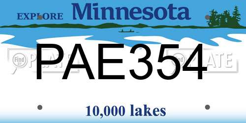 PAE354 Minnesota License Plate