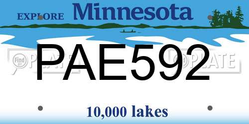 PAE592 Minnesota License Plate