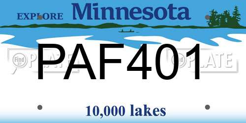 PAF401 Minnesota License Plate