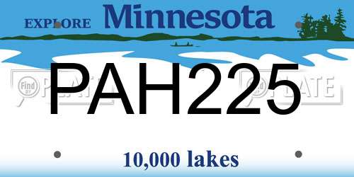 PAH225 Minnesota License Plate