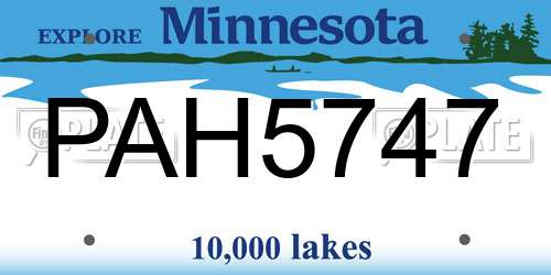 PAH5747 Minnesota License Plate