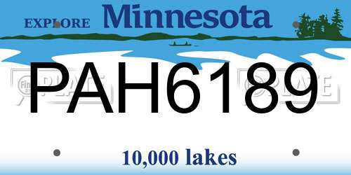 PAH6189 Minnesota License Plate