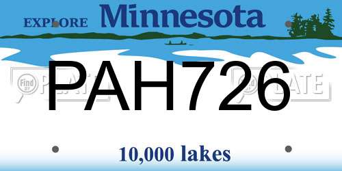 PAH726 Minnesota License Plate
