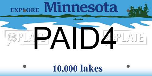 PAID4 Minnesota License Plate